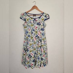 Vintage Floral Cap Sleeve Garden Party Dress Size 12